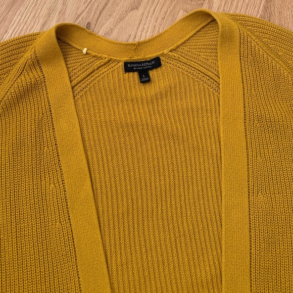 Banana Republic 100% Organic Cotton Slouchy Open Front Cardigan Golden Yellow L - Picture 10 of 13